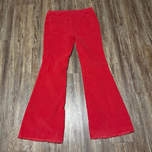 We The Free Corduroy Flare Pants Women's 29 Fall Red Frayed Hem High Rise - Picture 6 of 8